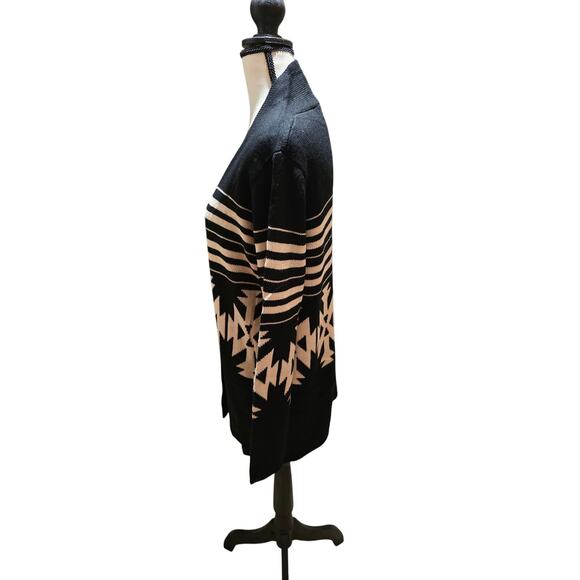 Super Line Geometric Knit Cardigan – Black – Open Front – Size S - Picture 3 of 5